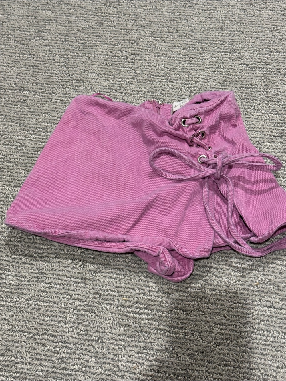 Altar'd State High-Waist Lace-Up Shorts in Rose